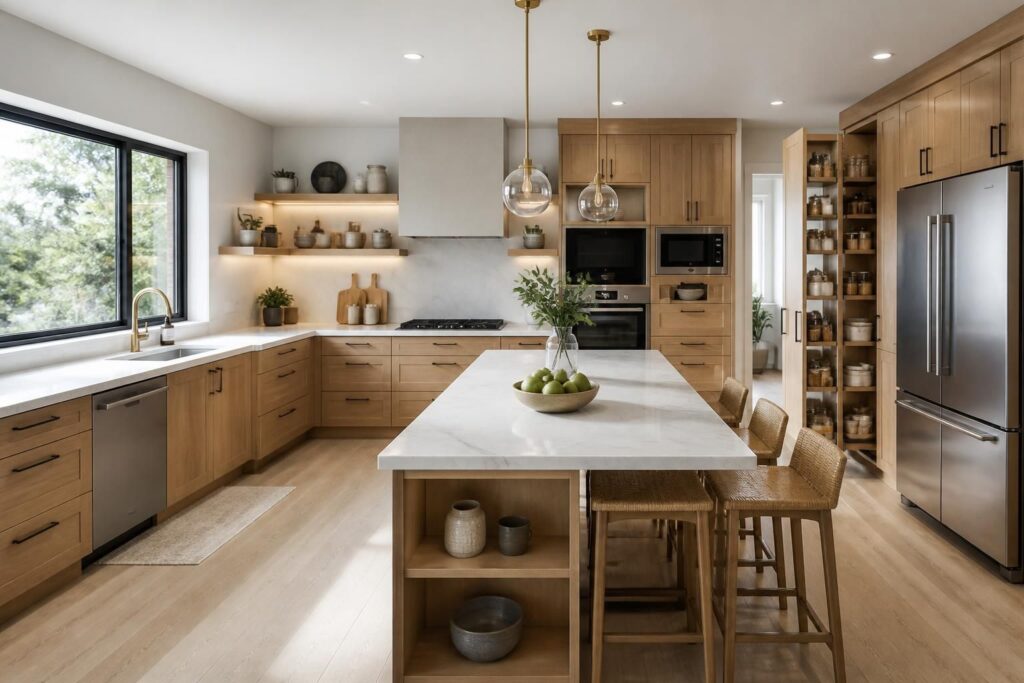 découvrez comment aménager une cuisine fonctionnelle avec des conseils pratiques sur le plan, les rangements optimisés et le choix de l'électroménager adapté.