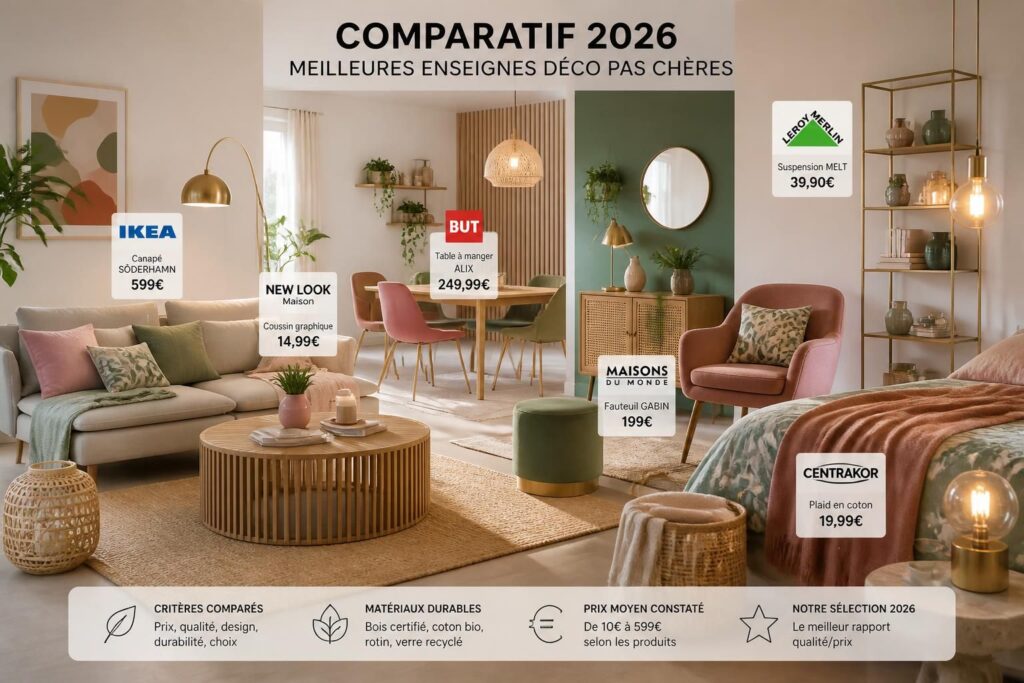 découvrez notre comparatif 2026 des meilleures enseignes de décoration pas chère pour embellir votre intérieur sans vous ruiner. astuces, bons plans et sélections incontournables.
